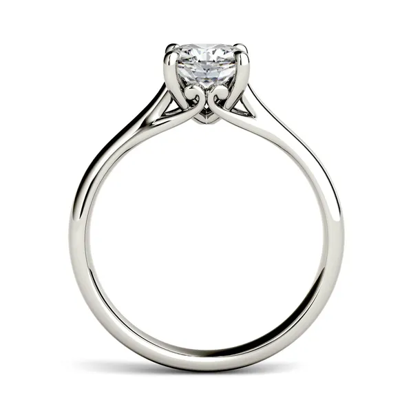 1.70 CTW DEW Cushion Forever One Moissanite Four Prong Solitaire Engagement Ring in 14K White Gold