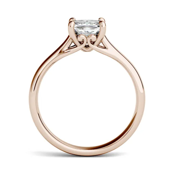 1.00 CTW DEW Princess Forever One Moissanite Four Prong Vine Engagement Ring in 14K Rose Gold