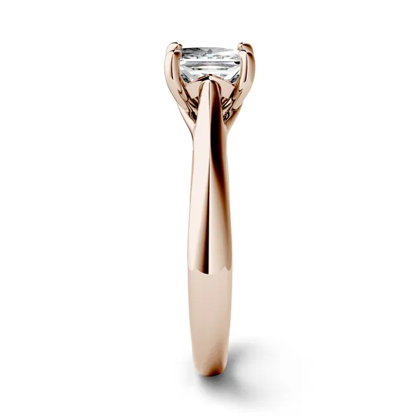 1.00 CTW DEW Princess Forever One Moissanite Four Prong Vine Engagement Ring in 14K Rose Gold