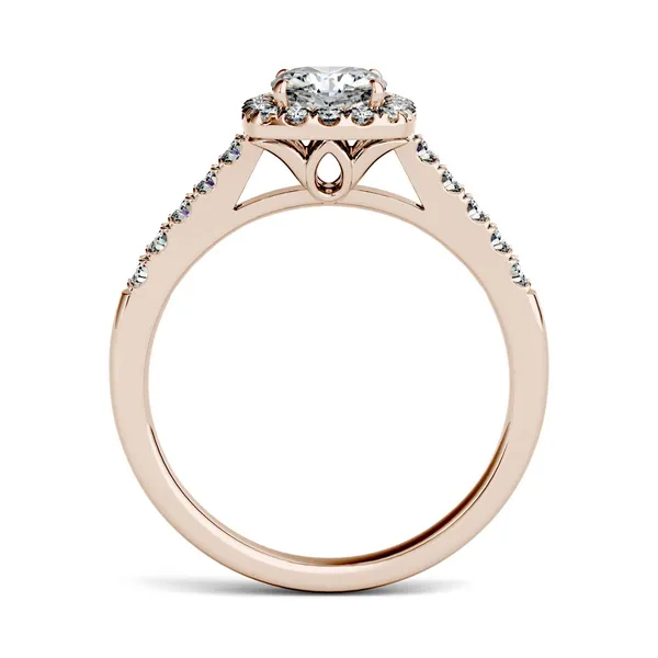 1.66 CTW DEW Cushion Forever One Moissanite Halo with Side Accents Engagement Ring in 14K Rose Gold