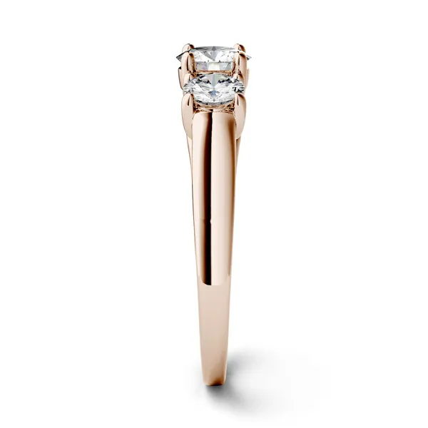2.00 CTW DEW Round Forever One Moissanite Three Stone Trellis Ring in 14K Rose Gold