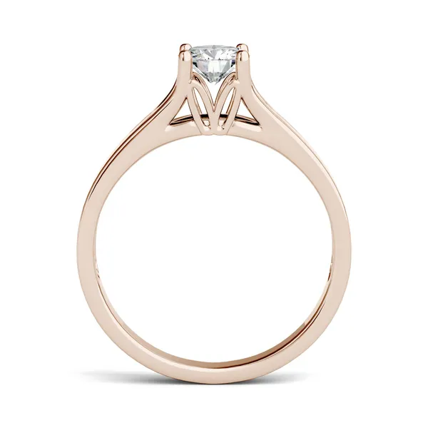 1.00 CTW DEW Round Forever One Moissanite Solitaire Peg Ring in 14K Rose Gold