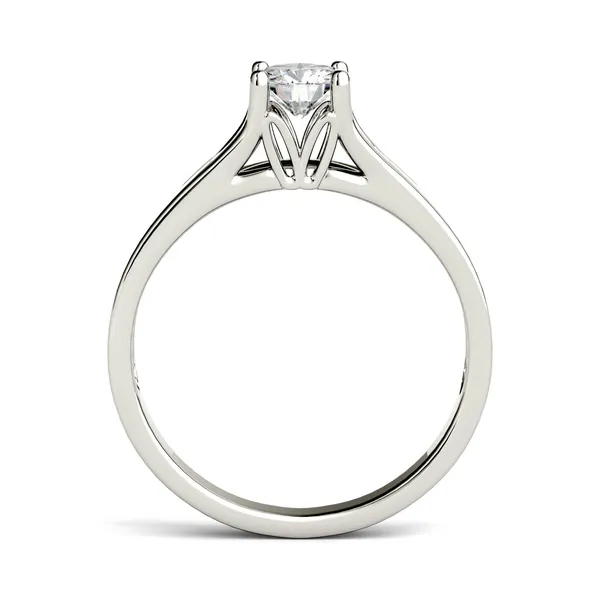 1.00 CTW DEW Round Forever One Moissanite Four Prong Solitaire Engagement Ring in White Gold