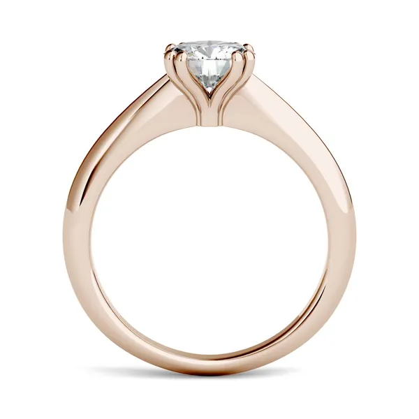1.00 CTW DEW Round Forever One Moissanite Double Prong Solitaire Engagement Ring in 14K Rose Gold