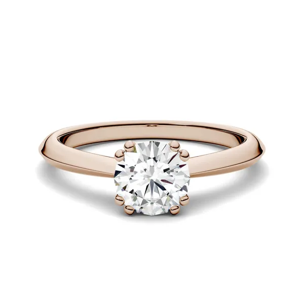 1.00 CTW DEW Round Forever One Moissanite Double Prong Solitaire Engagement Ring in 14K Rose Gold