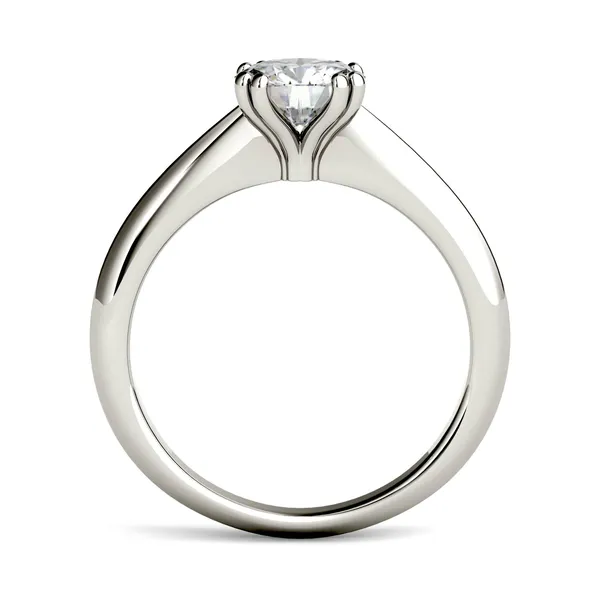 1.00 CTW DEW Round Forever One Moissanite Double Prong Solitaire Engagement Ring in 14K White Gold