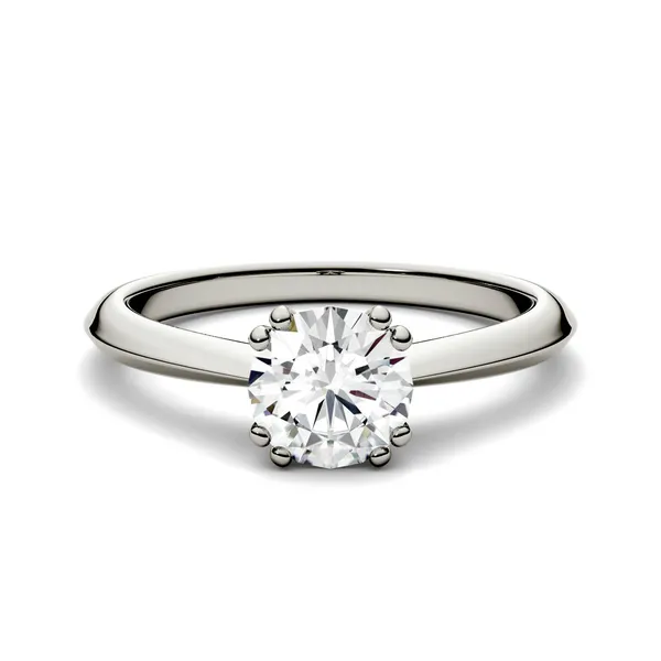 1.00 CTW DEW Round Forever One Moissanite Double Prong Solitaire Engagement Ring in 14K White Gold