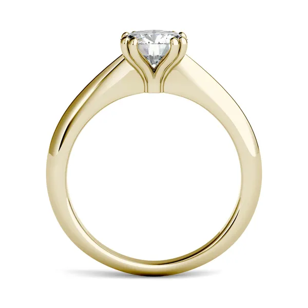1.00 CTW DEW Round Forever One Moissanite Double Prong Solitaire Engagement Ring in 14K Yellow Gold