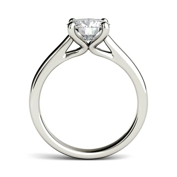 1.00 CTW DEW Round Forever One Moissanite Four Prong Solitaire Engagement Ring in 14K White Gold