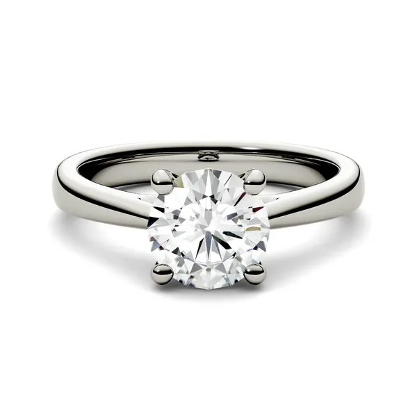 1.00 CTW DEW Round Forever One Moissanite Four Prong Solitaire Engagement Ring in 14K White Gold