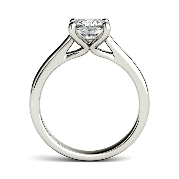 1.10 CTW DEW Cushion Forever One Moissanite Solitaire Engagement Ring in 14K White Gold
