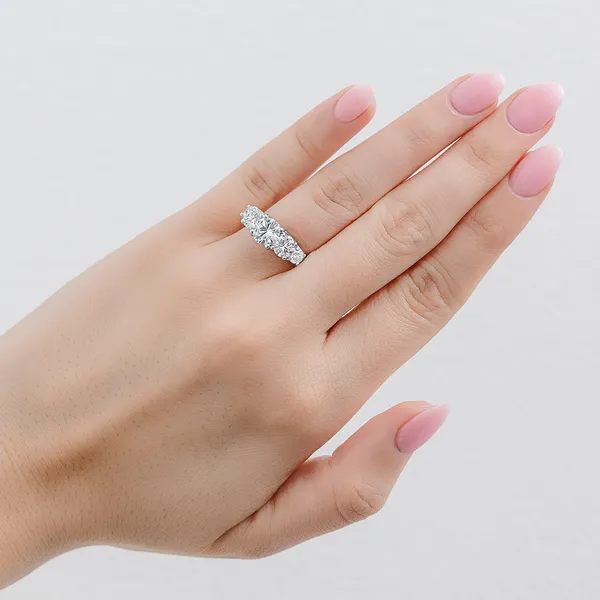 2.32 CTW DEW Round Forever One Moissanite Five Stone Trellis Fashion Ring in 14K White Gold