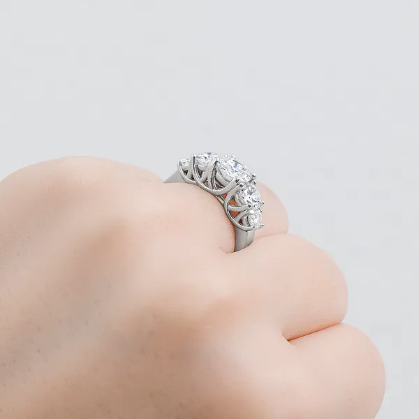2.32 CTW DEW Round Forever One Moissanite Five Stone Trellis Fashion Ring in 14K White Gold