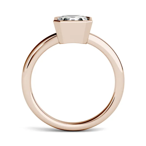 1.30 CTW DEW Asscher Forever One Moissanite Bezel Set Solitaire Engagement Ring in 14K Rose Gold