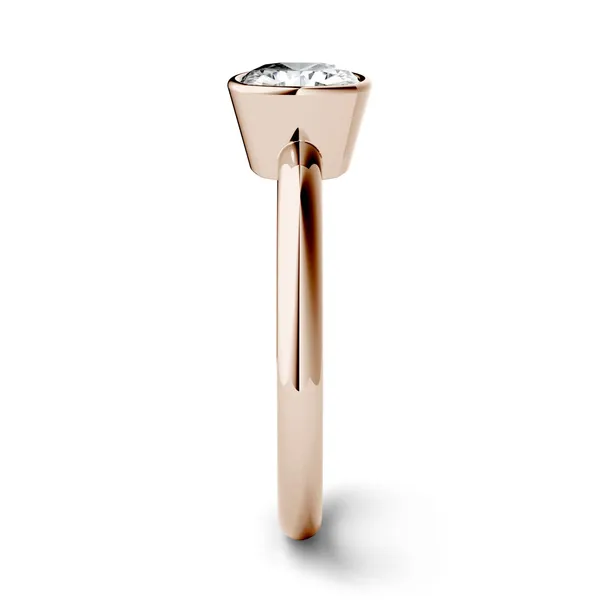 1.10 CTW DEW Cushion Forever One Moissanite Bezel Set Solitaire Engagement Ring in 14K Rose Gold