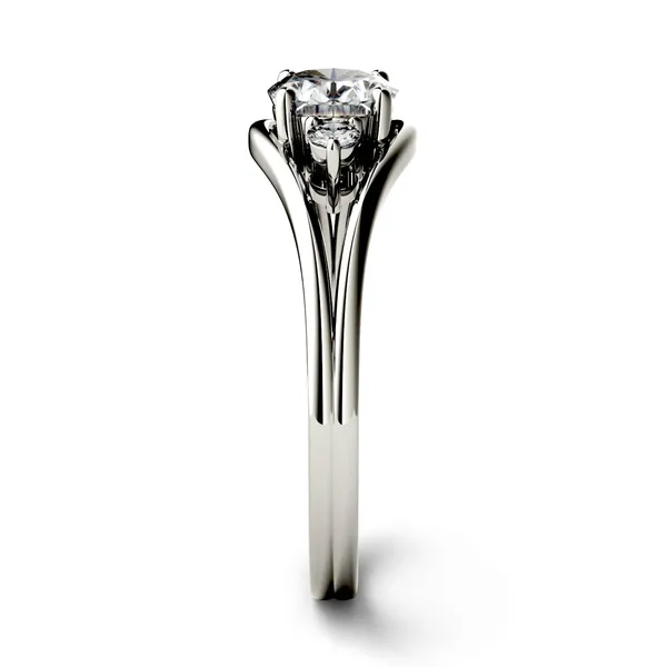 0.96 CTW DEW Oval Forever One Moissanite East-West Fashion Ring in 14K White Gold