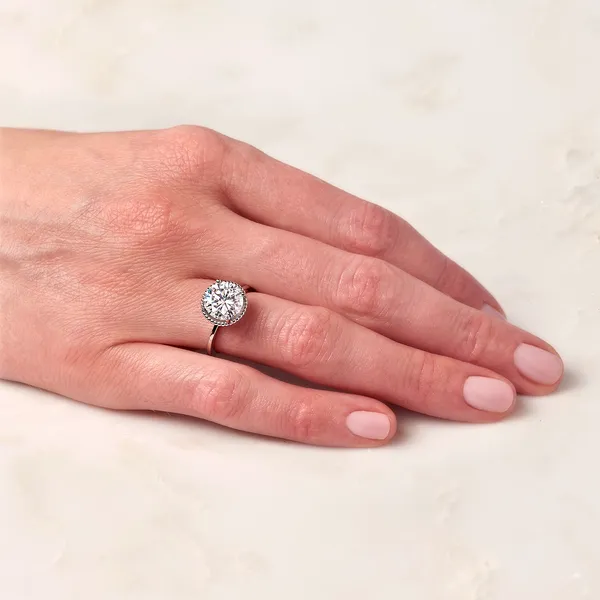 1.90 CTW DEW Round Forever One Moissanite Beaded Solitaire Engagement Ring in 14K White Gold