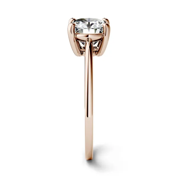 2.10 CTW DEW Oval Forever One Moissanite East-West Solitaire Engagement Ring in 14K Rose Gold