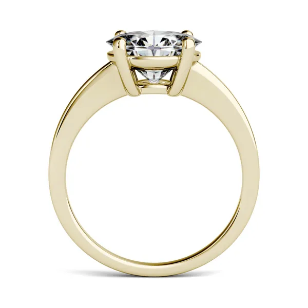 2.10 CTW DEW Oval Forever One Moissanite East-West Solitaire Engagement Ring in 14K Yellow Gold