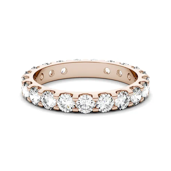 1.90 CTW DEW Round Forever One Moissanite Eternity Band in 14K Rose Gold