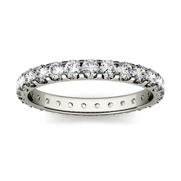 0.96 CTW DEW Round Forever One Moissanite Eternity Band in 14K White Gold
