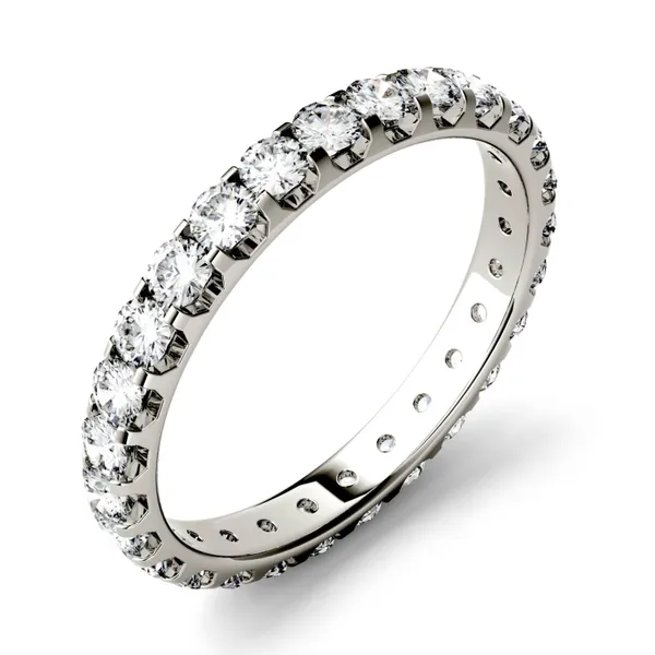 0.96 CTW DEW Round Forever One Moissanite Eternity Band in 14K White Gold