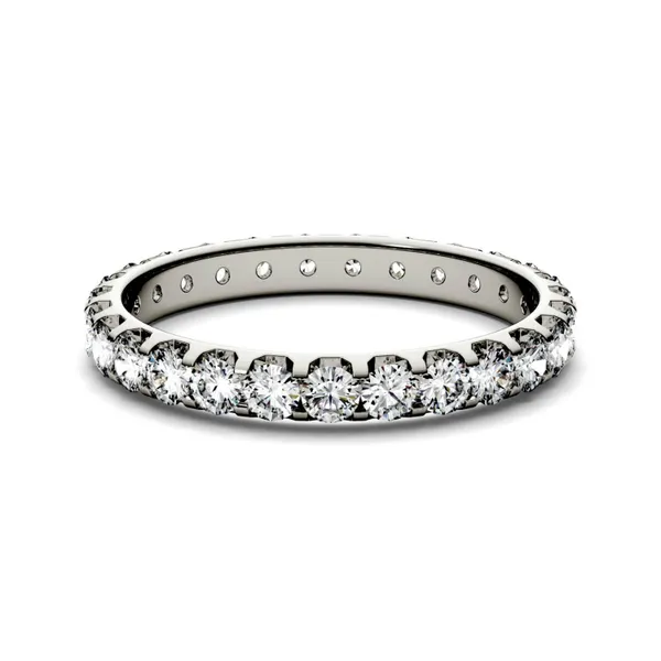 0.96 CTW DEW Round Forever One Moissanite Eternity Band in 14K White Gold