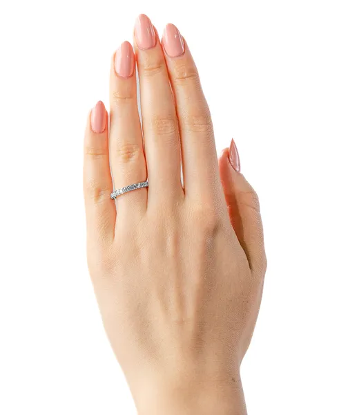 0.96 CTW DEW Round Forever One Moissanite Eternity Band in 14K White Gold