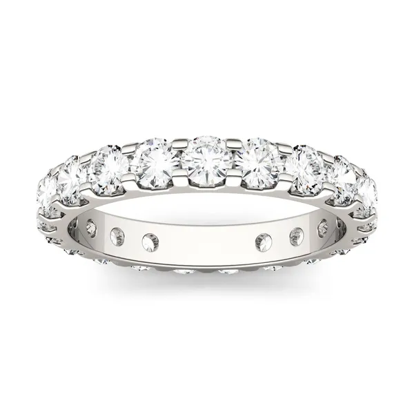 1.90 CTW DEW Round Forever One Moissanite Eternity Band in 14K White Gold