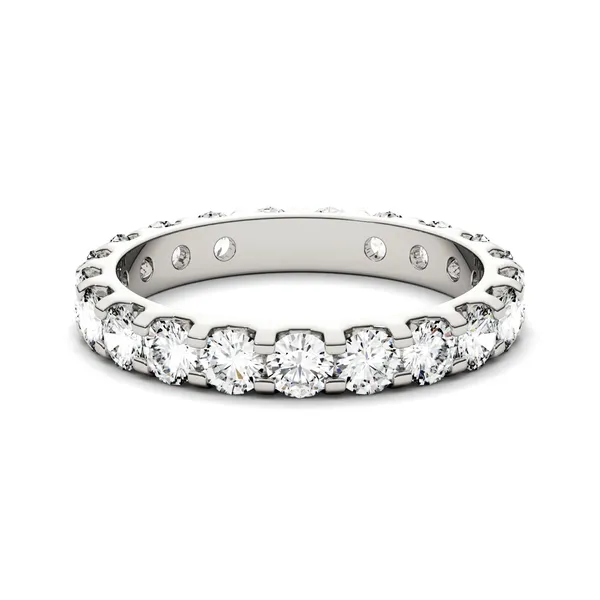 1.90 CTW DEW Round Forever One Moissanite Eternity Band in 14K White Gold
