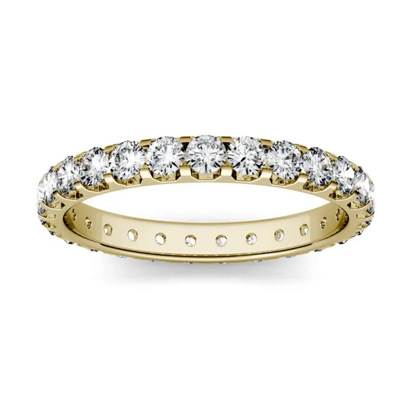 0.96 CTW DEW Round Forever One Moissanite Eternity Band in 14K Yellow Gold
