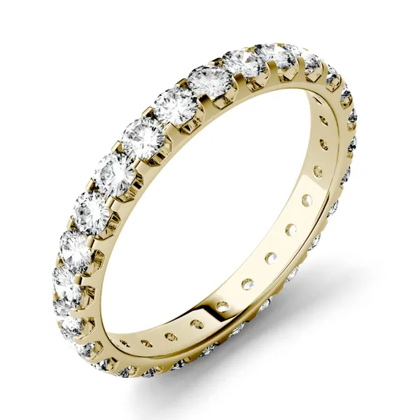 0.96 CTW DEW Round Forever One Moissanite Eternity Band in 14K Yellow Gold