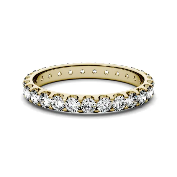 0.96 CTW DEW Round Forever One Moissanite Eternity Band in 14K Yellow Gold