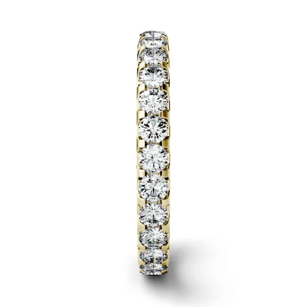 0.96 CTW DEW Round Forever One Moissanite Eternity Band in 14K Yellow Gold