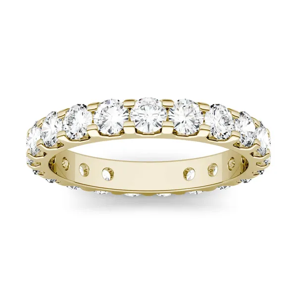 1.90 CTW DEW Round Forever One Moissanite Eternity Band in 14K Yellow Gold