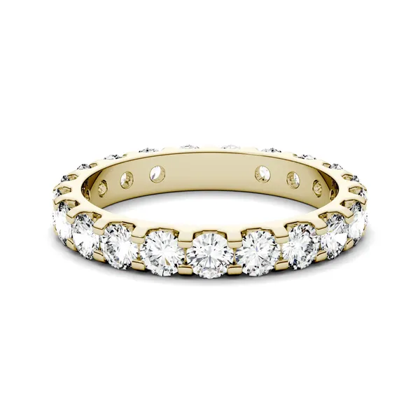 1.90 CTW DEW Round Forever One Moissanite Eternity Band in 14K Yellow Gold