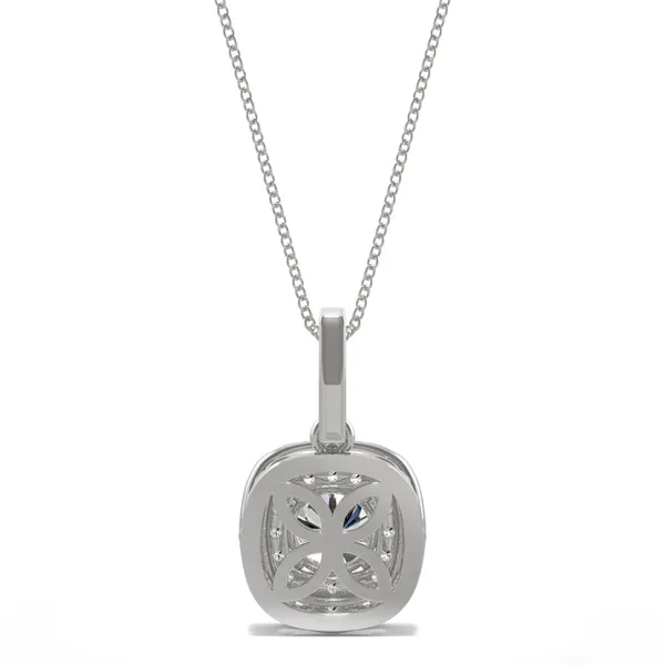 1.13 CTW DEW Round Forever One Moissanite Double Halo Necklace in 14K White Gold