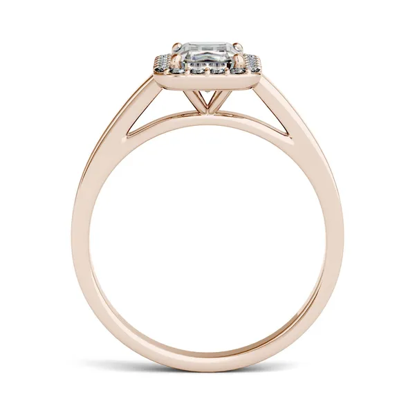 1.93 CTW DEW Emerald Forever One Moissanite Halo Engagement Ring in 14K Rose Gold