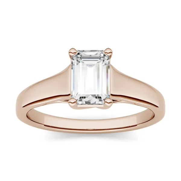 1.01 CTW DEW Emerald Forever One Moissanite Solitaire Engagement Ring in 14K Rose Gold