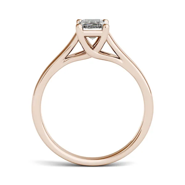 1.01 CTW DEW Emerald Forever One Moissanite Solitaire Engagement Ring in 14K Rose Gold