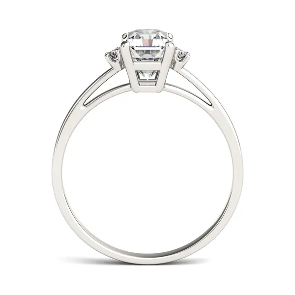 1.82 CTW DEW Radiant Forever One Moissanite Solitaire with Side Accents Engagement Ring in 14K White Gold