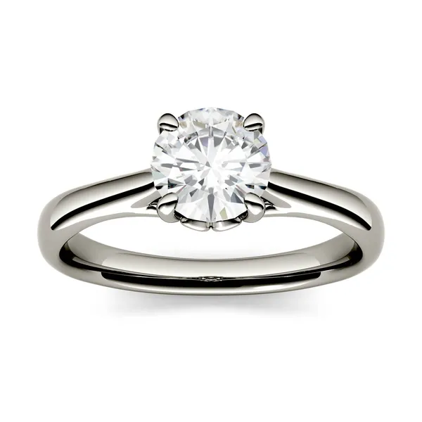 3.66 CTW DEW Round Forever One Moissanite Solitaire Engagement Ring in 14K White Gold