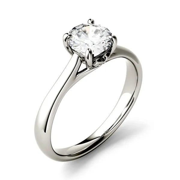 3.66 CTW DEW Round Forever One Moissanite Solitaire Engagement Ring in 14K White Gold