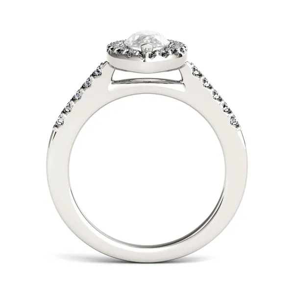 1.36 CTW DEW Marquise Forever One Moissanite Halo with Side Accents Engagement Ring in 14K White Gold