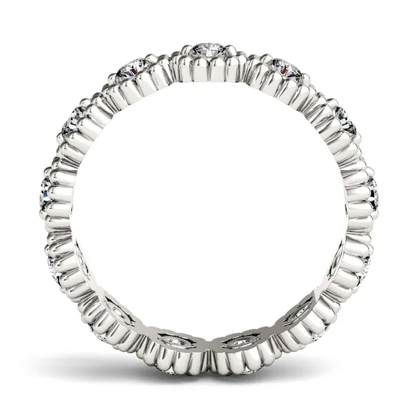 0.63 CTW DEW Round Forever One Moissanite Milgrain Eternity Band in 14K White Gold