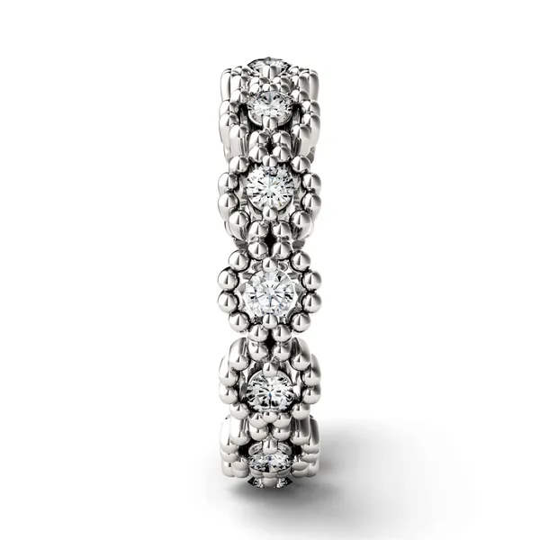 0.63 CTW DEW Round Forever One Moissanite Milgrain Eternity Band in 14K White Gold