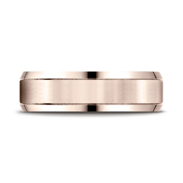 Satin Finish Center with Smooth Beveled Edges 6.0mm Ring in 14K Rose Gold