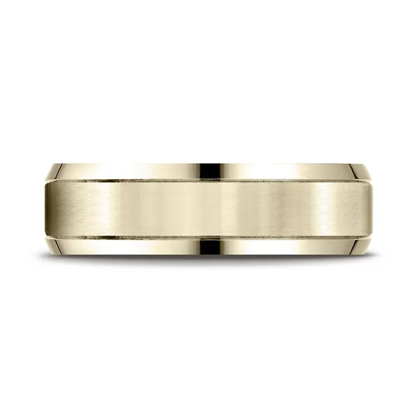 Satin Finish Center with Smooth Beveled Edges 6.0mm Ring in 14K Yellow Gold