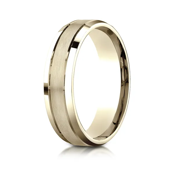 Satin Finish Center with Smooth Beveled Edges 6.0mm Ring in 14K Yellow Gold