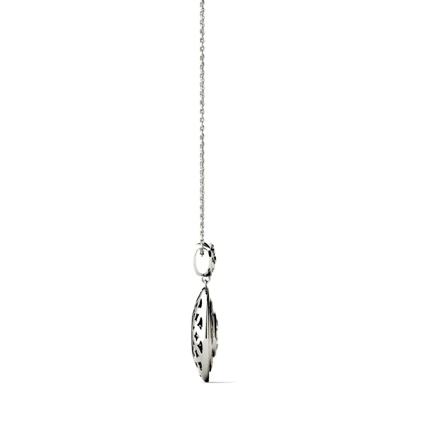 1.70 CTW DEW Oval Forever One Moissanite Oval with Scroll Detail Necklace in 14K White Gold